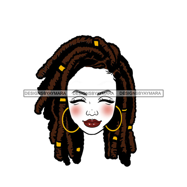 Transparent Woman Head Eyes Closed Pink Cheeks Locs Sister Locs   JPG PNG Clipart Cricut Silhouette Cut Cutting