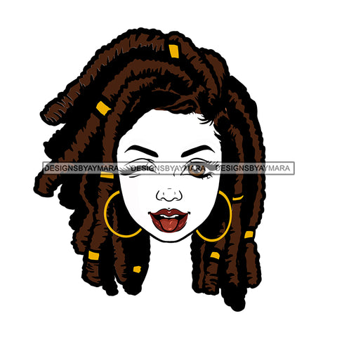 Transparent Woman Head Winking And Tongue Out Locs  JPG  PNG Clipart Cricut Silhouette Cut Cutting