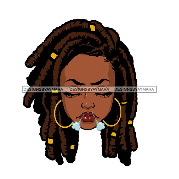 Black Woman Face Eyes Closed With Locs Sister Locs  JPG  PNG Clipart Cricut Silhouette Cut Cutting