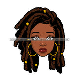 Black Woman Head Eyes Open Wide Locs JPG  PNG Clipart Cricut Silhouette Cut Cutting