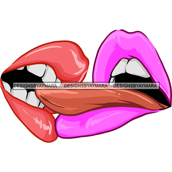 Sexy Lips Mouth Tongue Out Bite Erotic Red Lipstick Makeup Gloss Collagen Cosmetics Model Cosmetology Glamour SVG JPG PNG Vector Clipart Cricut Silhouette Cut Cutting