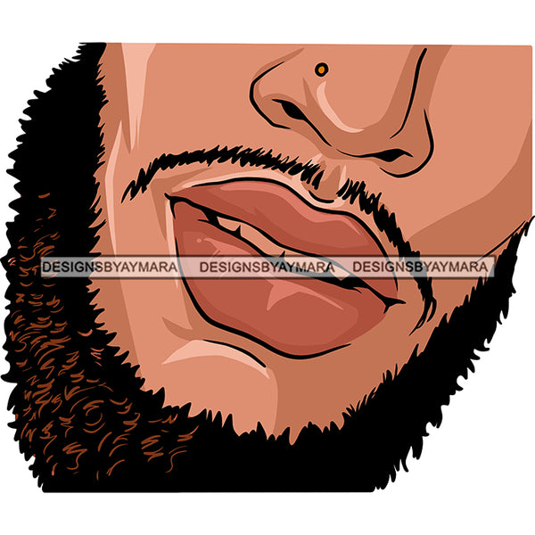 Sexy Man Lips Bear Mustache Afro man Mouth Erotic Cosmetics Model Cosmetology Glamour SVG JPG PNG Vector Clipart Cricut Silhouette Cut Cutting