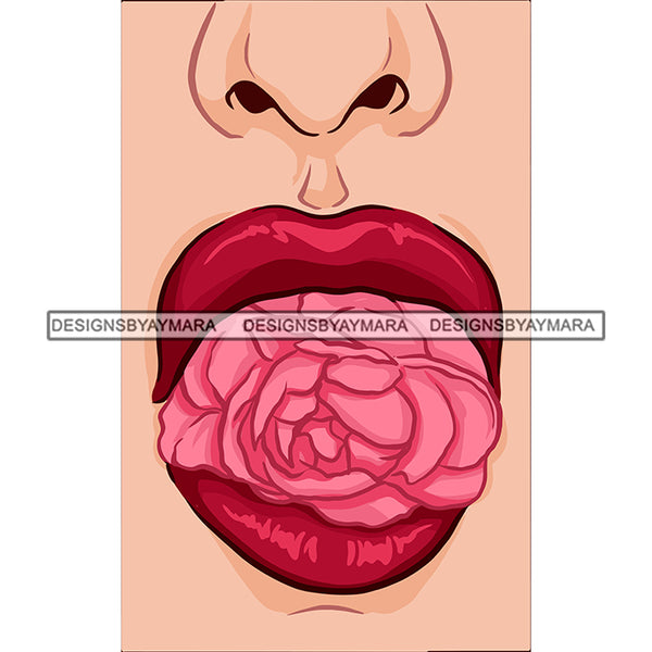 Sexy Lips Mouth Rose Erotic Red Lipstick Makeup Gloss Collagen Cosmetics Model Cosmetology Glamour SVG JPG PNG Vector Clipart Cricut Silhouette Cut Cutting
