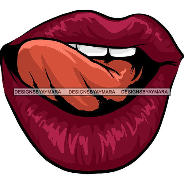 Sexy Lips Mouth Tongue Out Erotic Red Lipstick Makeup Gloss Collagen Cosmetics Model Cosmetology Glamour SVG JPG PNG Vector Clipart Cricut Silhouette Cut Cutting