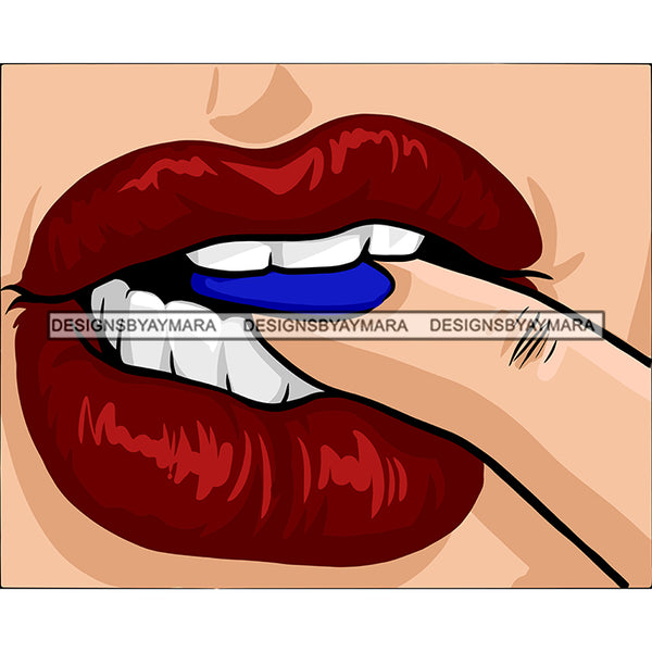 Sexy Lips Mouth Bite Tongue Erotic Red Lipstick Makeup Gloss Collagen Cosmetics Model Cosmetology Glamour SVG JPG PNG Vector Clipart Cricut Silhouette Cut Cutting