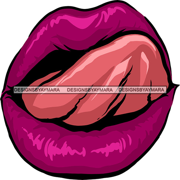 Sexy Lips Mouth Tongue Out Erotic Red Lipstick Makeup Gloss Collagen Cosmetics Model Cosmetology Glamour SVG JPG PNG Vector Clipart Cricut Silhouette Cut Cutting