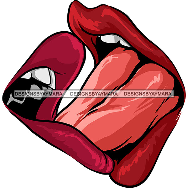 Sexy Lips Mouth Tongue Out Kiss Exotic Erotic Red Lipstick Makeup Gloss Collagen Cosmetics Model Cosmetology Glamour SVG JPG PNG Vector Clipart Cricut Silhouette Cut Cutting