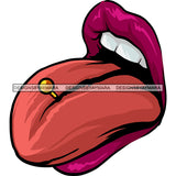 Sexy Lips Mouth Tongue Out Piercing Erotic Red Lipstick Makeup Gloss Collagen Cosmetics Model Cosmetology Glamour SVG JPG PNG Vector Clipart Cricut Silhouette Cut Cutting