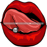 Sexy Lips Mouth Tongue Out Piercing Erotic Red Lipstick Makeup Gloss Collagen Cosmetics Model Cosmetology Glamour SVG JPG PNG Vector Clipart Cricut Silhouette Cut Cutting