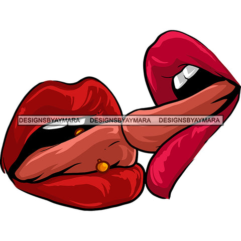 Sexy Lips Mouth Tongue Out Piercing Erotic Red Lipstick Makeup Gloss Collagen Cosmetics Model Cosmetology Glamour SVG JPG PNG Vector Clipart Cricut Silhouette Cut Cutting