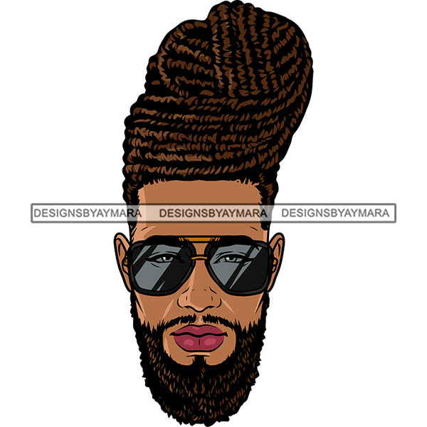 African American Man Wearing Sunglasses Locus Long Hairstyle Design Element Attitude Boy Face White Background SVG JPG PNG Vector Clipart Cricut Silhouette Cut Cutting