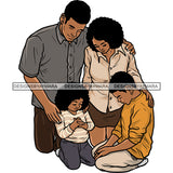 African American Happy Family Curly Hairstyle Design Element Family Member Hard Praying Hand Cute Boy White Background SVG JPG PNG Vector Clipart Cricut Silhouette Cut Cutting