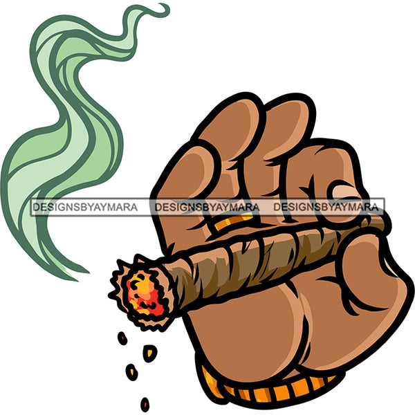 African American Gangster Boy Hand Holding Marijuana Smoking Design Element White Background SVG JPG PNG Vector Clipart Cricut Silhouette Cut Cutting