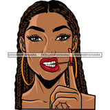 African American Girls Bite Rubber Band On Teeth Vector Design Element Angry Face Wearing Hoop Earing White Background SVG JPG PNG Vector Clipart Cricut Silhouette Cut Cutting