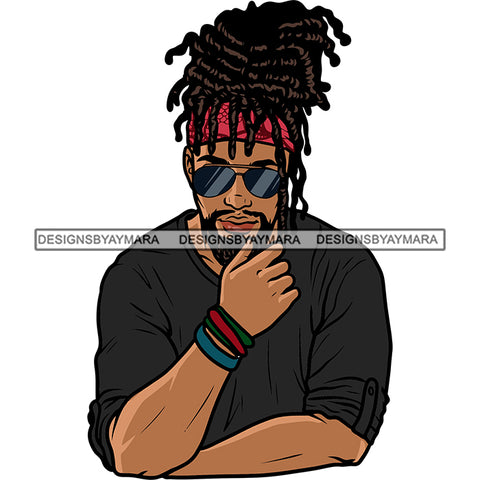 Attitude Gangster Man Wearing Sunglasses And Locus Hairstyle Design Element White Background SVG JPG PNG Vector Clipart Cricut Silhouette Cut Cutting