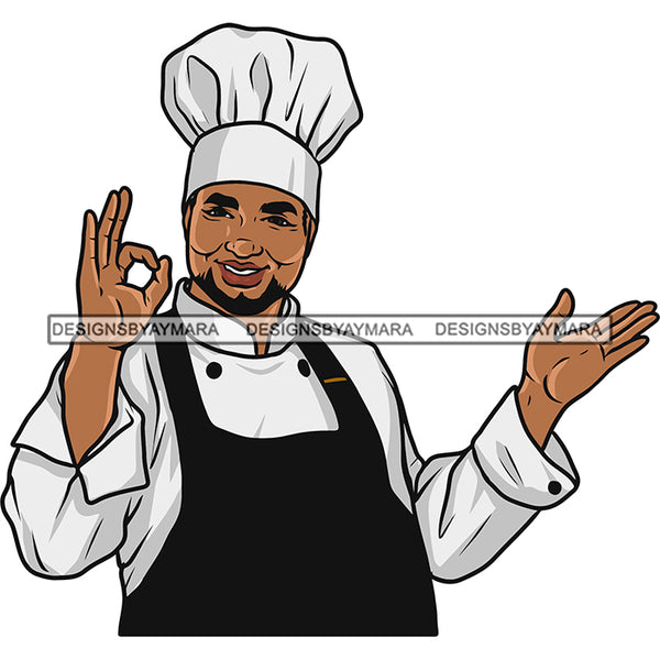 Ok Hand Sign  Chef Cartoon Character Smile Face Chef Wearing Hat Vector Design Element SVG JPG PNG Vector Clipart Cricut Silhouette Cut Cutting