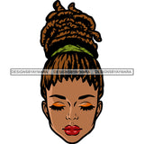 African American Woman Face Design Element Woman Close Eyes Vector Locus Hairstyle White Background SVG JPG PNG Vector Clipart Cricut Silhouette Cut Cutting