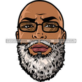 Bald Head African American Man Face Design Element Wearing Sunglasses Handsome Old Man Vector White Background SVG JPG PNG Vector Clipart Cricut Silhouette Cut Cutting