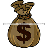 Money Bag On Floor Design Element Dollar Sign On Money Bag Vector White Background SVG JPG PNG Vector Clipart Cricut Silhouette Cut Cutting