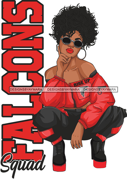 Afro Woman Falcons Football Team Squatting Position Black Woman Nubian Queen Melanin Popping  SVG Cutting Files For Silhouette Cricut and More