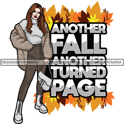 Another Fall Another Turn Page Fall Leaves Winter Quotes Fashion Outfit SVG PNG JPG Vector Clipart Silhouette Cricut Cut Cutting