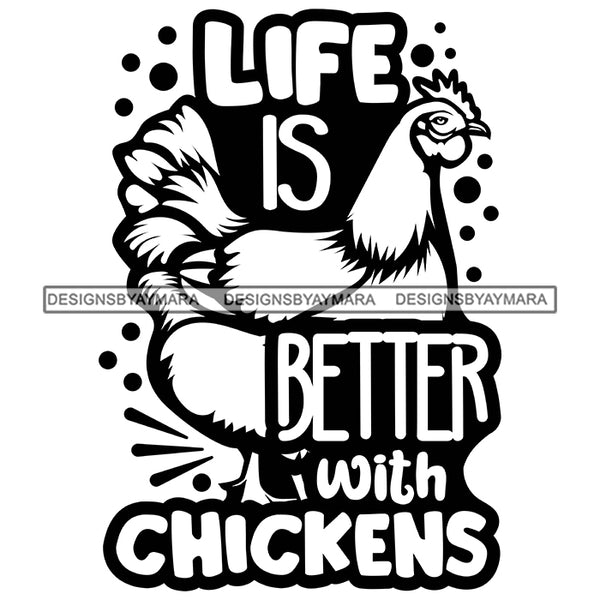 Farmer Life Quote Farm Animals Poultry Livestock Farmhouse Lifestyle Banner Logo B/W SVG JPG PNG Vector Clipart Cricut Silhouette Cut Cutting