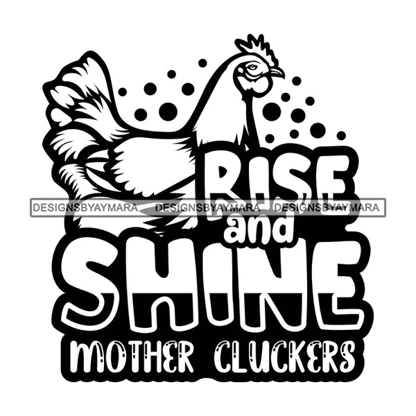 Farmers Life Animals Chicken Eggs Livestock Farm Countryside Lifestyle Banner Logo B/W SVG JPG PNG Vector Clipart Cricut Silhouette Cut Cutting