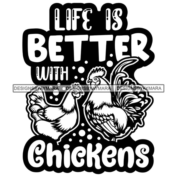 Farmers Life Quote Farm Animals Poultry Livestock Farmhouse Lifestyle Banner Logo B/W SVG JPG PNG Vector Clipart Cricut Silhouette Cut Cutting