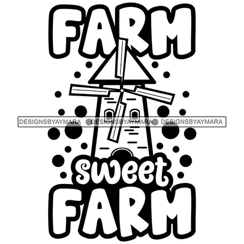 Farmer Fresh Farm Animals Beautiful Countryside Outdoor Lifestyle Banner Logo B/W SVG JPG PNG Vector Clipart Cricut Silhouette Cut Cutting