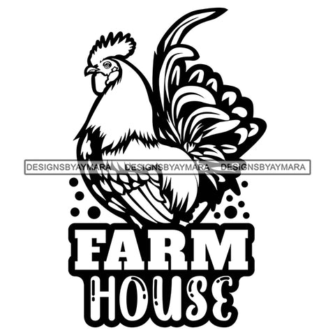 Farmer Fresh Farm Animals Livestock Produce Countryside Lifestyle Banner Logo B/W SVG JPG PNG Vector Clipart Cricut Silhouette Cut Cutting