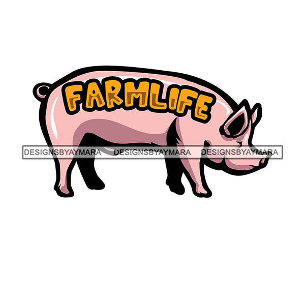 Farmer Life Farm Animals Pigs Chickens Livestock Farmhouse Lifestyle Banner Logo SVG JPG PNG Vector Clipart Cricut Silhouette Cut Cutting