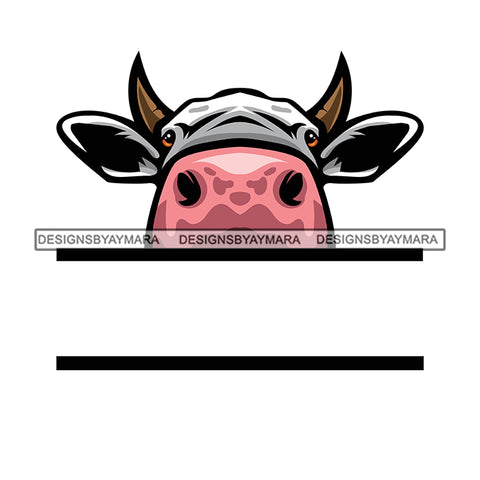 Peek A Boo Peeking Cow Animal Milk Dairy Farm Countryside Lifestyle Illustration SVG JPG PNG Vector Clipart Cricut Silhouette Cut Cutting