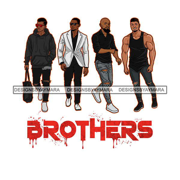 Dripping Brothers Word Bottom Black Men Friends Buddies Together White Background SVG JPG PNG Vector Clipart Cricut Silhouette Cut Cutting