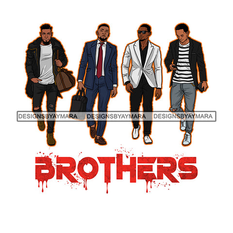 Dripping Brothers Word Bottom Black Men Friends Traveling White Background SVG JPG PNG Vector Clipart Cricut Silhouette Cut Cutting