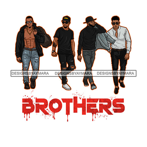 Dripping Brothers Word Bottom Black Men Friends Buddies White Background SVG JPG PNG Vector Clipart Cricut Silhouette Cut Cutting