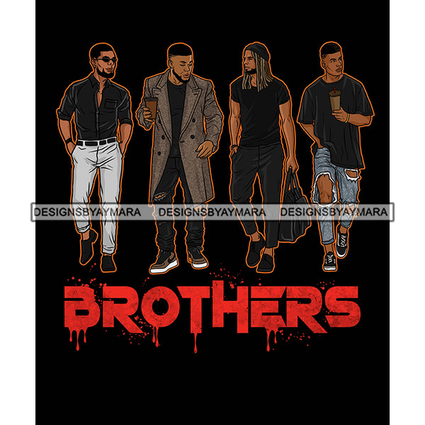 Dripping Brothers Word Bottom Black Men Friends Road Trip Black Background SVG JPG PNG Vector Clipart Cricut Silhouette Cut Cutting