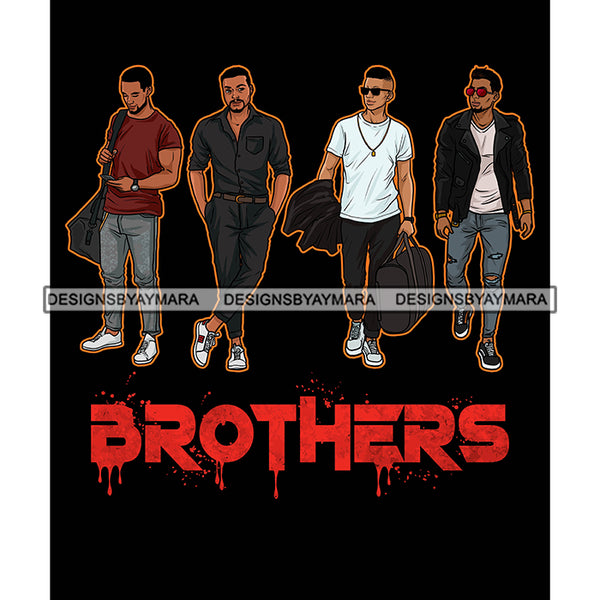 Dripping Brothers Word Bottom Black Men Friends Adventure Black Background SVG JPG PNG Vector Clipart Cricut Silhouette Cut Cutting