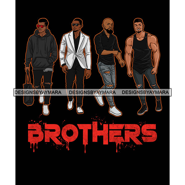 Dripping Brothers Word Bottom Black Men Friends Buddies Together Black Background SVG JPG PNG Vector Clipart Cricut Silhouette Cut Cutting