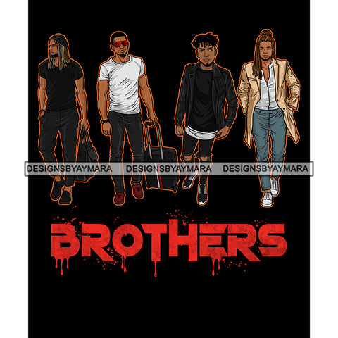 Dripping Brothers Word Bottom Black Men Friends Journey Black Background SVG JPG PNG Vector Clipart Cricut Silhouette Cut Cutting