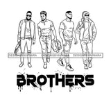 Dripping Brothers Word Bottom Black Men Friends Friendship Illustration B/W SVG JPG PNG Vector Clipart Cricut Silhouette Cut Cutting