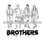 Dripping Brothers Word Bottom Black Men Friends Best Memories Illustration B/W SVG JPG PNG Vector Clipart Cricut Silhouette Cut Cutting