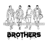 Dripping Brothers Word Bottom Black Men Real Friends Trip Illustration B/W SVG JPG PNG Vector Clipart Cricut Silhouette Cut Cutting