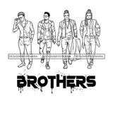 Dripping Brothers Word Bottom Black Men Close Friends Trip Illustration B/W SVG JPG PNG Vector Clipart Cricut Silhouette Cut Cutting