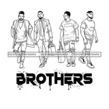 Dripping Brothers Word Bottom Black Men Friends Having Fun Illustration B/W SVG JPG PNG Vector Clipart Cricut Silhouette Cut Cutting