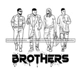 Dripping Brothers Word Bottom Black Men Friends Road Trip Illustration B/W SVG JPG PNG Vector Clipart Cricut Silhouette Cut Cutting