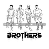 Dripping Brothers Word Bottom Black Men Friends Buddies Together Illustration B/W SVG JPG PNG Vector Clipart Cricut Silhouette Cut Cutting