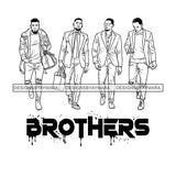 Dripping Brothers Word Bottom Black Men Friends Traveling Illustration B/W SVG JPG PNG Vector Clipart Cricut Silhouette Cut Cutting