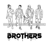 Dripping Brothers Word Bottom Black Men Friends Vacation Illustration B/W SVG JPG PNG Vector Clipart Cricut Silhouette Cut Cutting