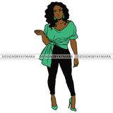 Afro Urban Fashionista Goddess Heels Attractive Black Woman Hoop Earrings Sexy Curly Long Hair Style  SVG Cutting Files For Silhouette Cricut