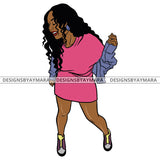 Afro Urban Fashionista Goddess Heels Attractive Black Woman Hoop Earrings Sexy Curly Long Hair Style  SVG Cutting Files For Silhouette Cricut